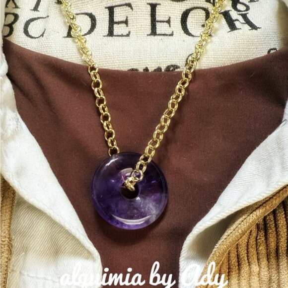 Alquimia Gold and Purple Necklace - Picture 2 of 2